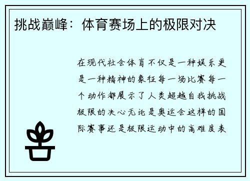 挑战巅峰：体育赛场上的极限对决